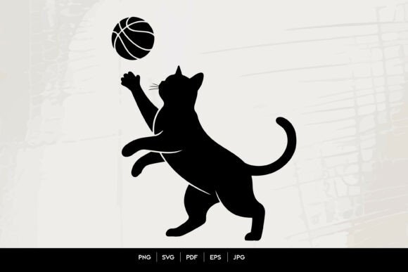 Cat Basketball Silhouette: Playful Graphics for Crafts & Branding