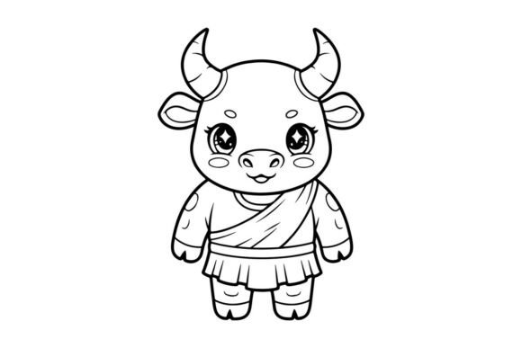 Cute Cartoon Calf Smiling Flat Design Graphic Illustration