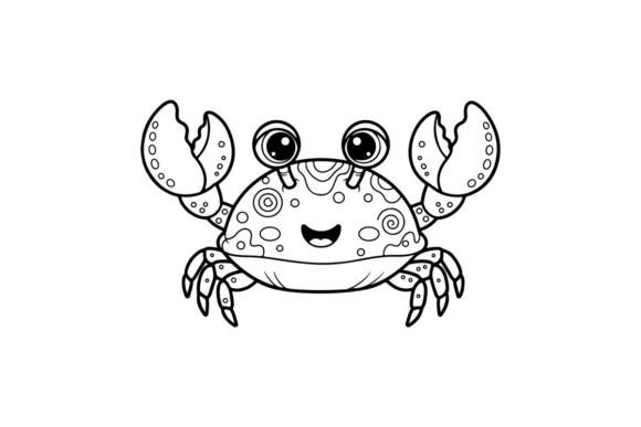 Cute Crab Smiling Happy Ocean Sea Life V Graphics & Illustrations