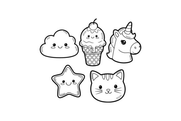 Cute Food and Animal Icons Vector Illust Review