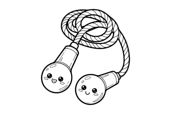 Cute Light Bulbs with Faces Holding Rope Illustrations