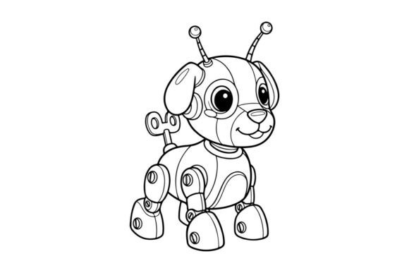 Cute Robot Dog Sitting Vector Illustration: Graphics & Visuals
