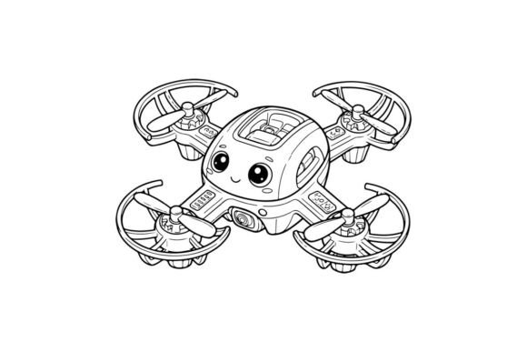 Cute Robot Drone Flying Vector Graphics & Illustrations
