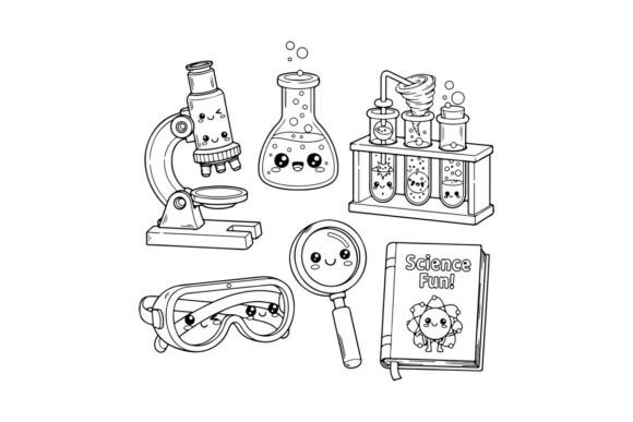 Cute Science Lab Tools Vector Graphics & Illustrations