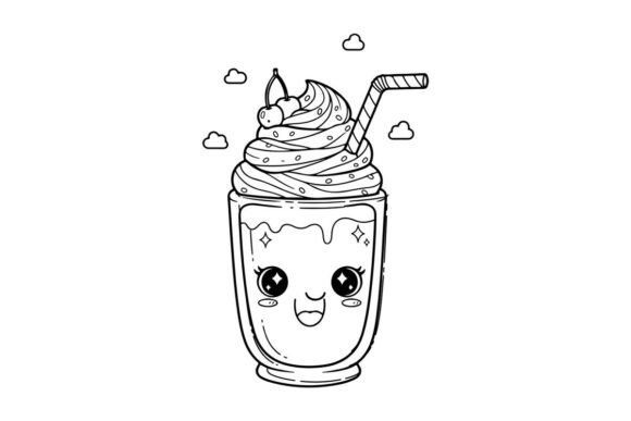 Cute Smiling Milkshake Jar with Whipped Graphics & Illustrations