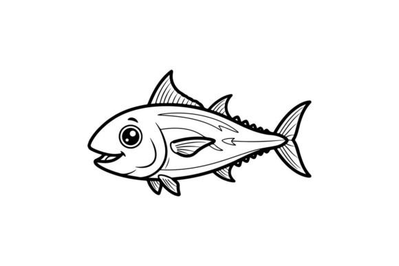 Cute Smiling Tuna Fish Vector Illustration & Graphics