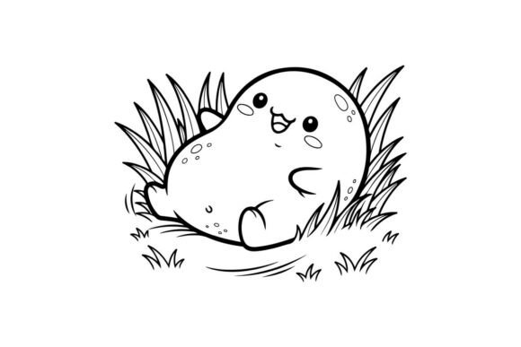 Cute Snail with Happy Face in Grass Vect Graphics
