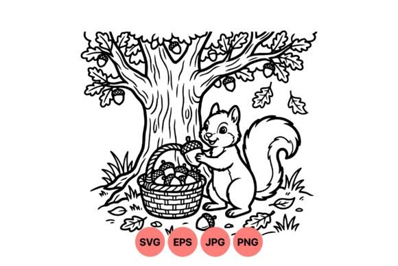 Cute Squirrel Acorn Clipart: Rustic Graphics & Illustrations