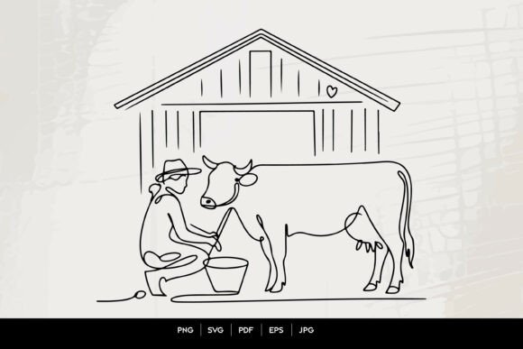 Farmer Milking Cow in Barn: Graphics & Crafts Review