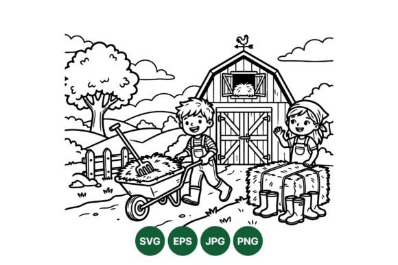 Farmyard Kids Black Line Art: A Graphics & Illustrations Review