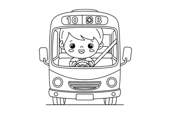 Girl Driving School Bus Vector for Crafts & Graphics