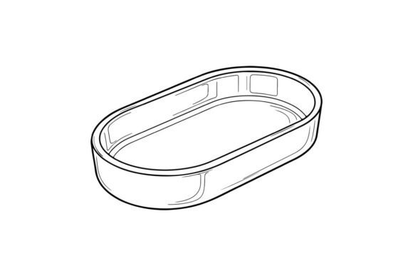 Oval Dish Line Art Outline