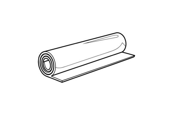 Rolled Exercise Mat Line Art Graphics for Coloring Pages Amp