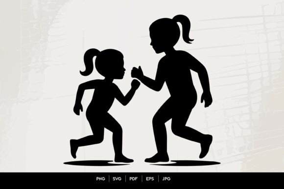 Running Girls Silhouette SVG: Playful Graphics for Crafts