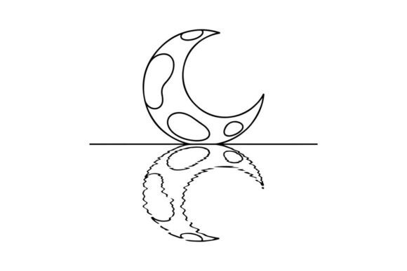 Simple Crescent Moon Reflection: Graphics & Coloring Pages Amp
