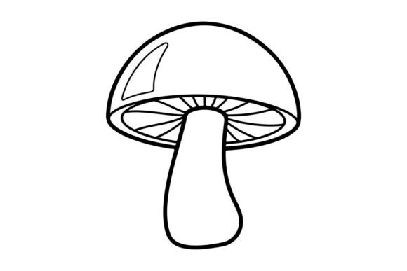 Simple Mushroom Outline Graphics & Illustrations