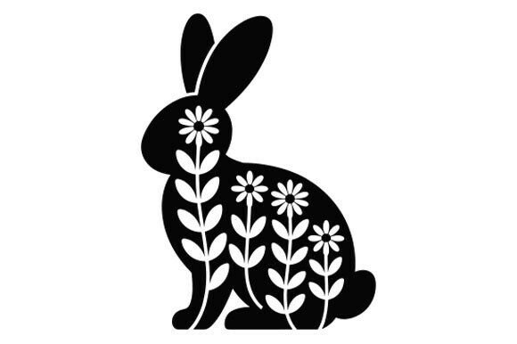 Spring Rabbit Floral Graphics & Coloring Pages Amp