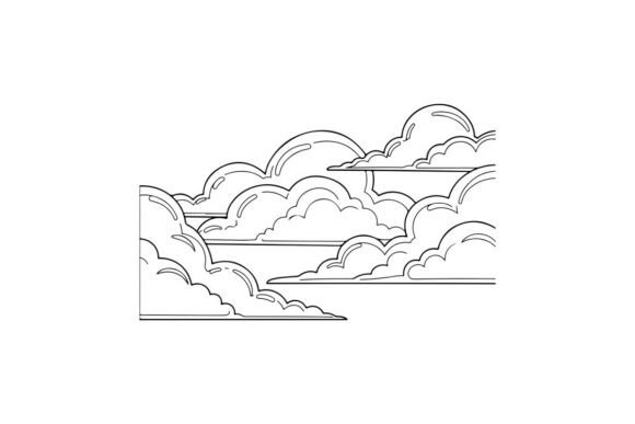 Stylized Cloud Formation Graphics for Coloring Pages