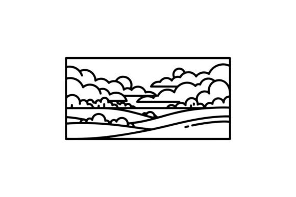 Stylized Hills and Clouds Graphics for Coloring Pages Amp