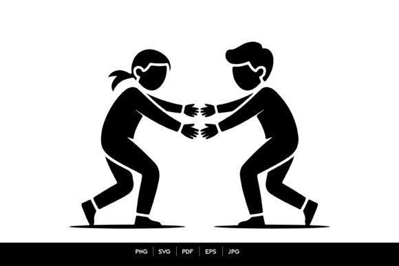 Two People Reaching Hands Silhouette: Graphics & Crafts